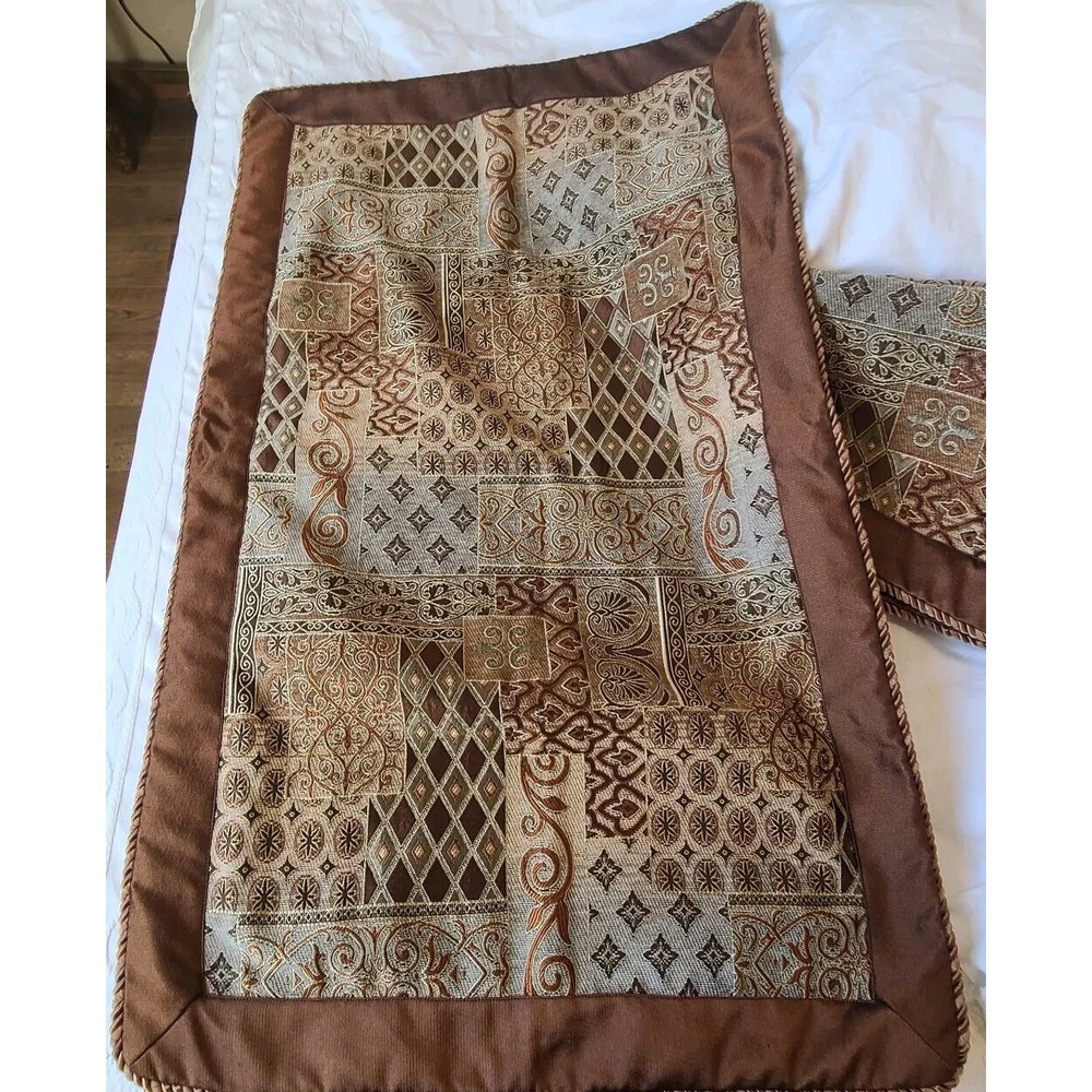 O King size Pillow Sham Set Turkish Chenille Brocade Heavy Patchwork Luxury